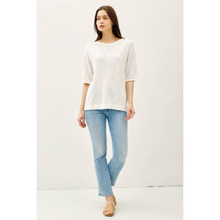 Easy Days Slub Knit Short Sleeve Sweater | BC-30