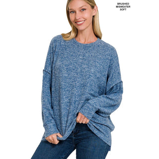 Brushed Melange Drop Shoulder Oversized Sweater ZN-81