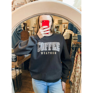 Coffee Weather | Leopard Print Graphic Sweatshirt | KT-392