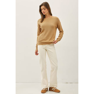 CLASSIC CREW NECK DROP SHOULDER RIBBED SWEATER | BC-29