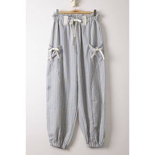 Navy Bow Stripe Wide-Leg Pants | VJ-27