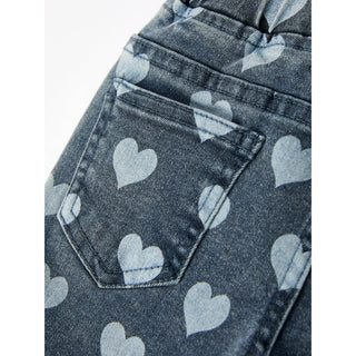 Heart Pattern Denim Bell Bottom Pants for Kids RF-01