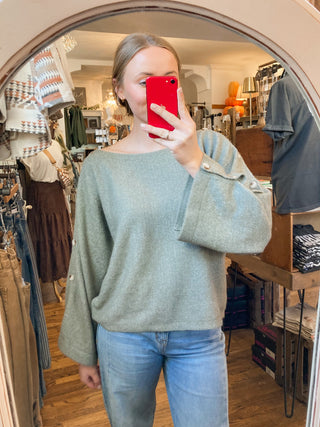 Olive Minimal Chic Dolman Sleeve Knit Top LL-06