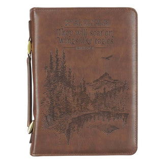 Bible Cover | Classic Brown | Isaiah 40:31 | They Will Soar on Wings Like Eagles