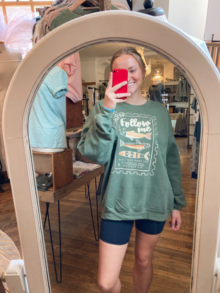 Fishers of Men Olive Green Sweatshirt | Matthew 4:19 | KT-362