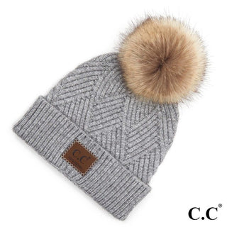 CC Beanie Diagonal Striped Knot Hat