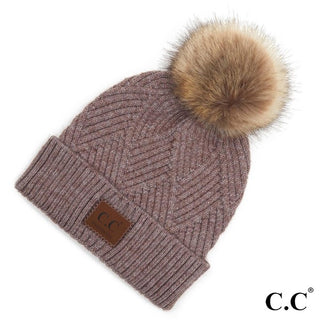 CC Beanie Diagonal Striped Knot Hat