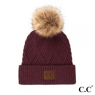 CC Beanie Diagonal Striped Knot Hat