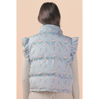 Front Bow Ruffle Sleeve Puffer Vest | VJ-01