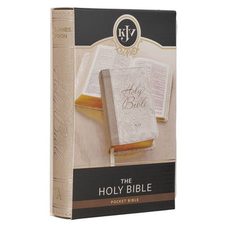 KJV Bible Mini Pocket | Faux Leather | White & Taupe | CG-02