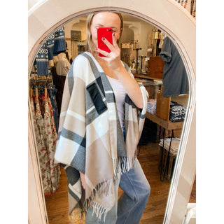 Alora Taupe Plaid Open Front Wrap