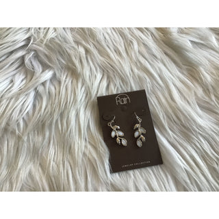 White Leaf Branch Drop Earrings | RJ-17