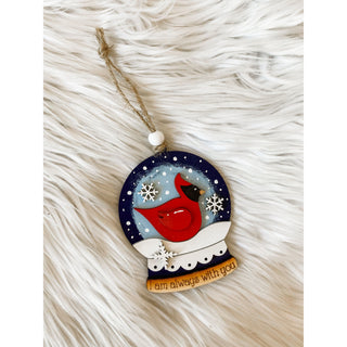 Cardinal Snow Globe Wooden Ornament | I Am Always With You | KT-346