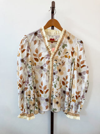 Whispering Garden Poet Blouse | Floral | LL-01