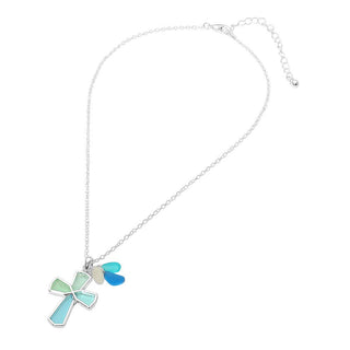 Sea Glass Coastal Cross Pendant Necklace | SS-07