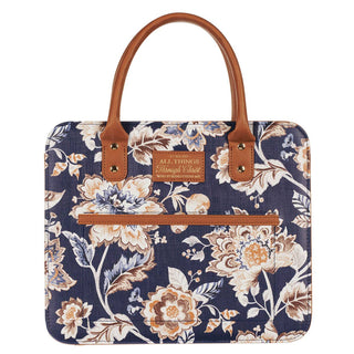 Bible Cover Fashion Navy/Brown | All Things | Phil. 4:13