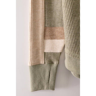 Cozy Contrast Waffle Knit Pullover Sweater | VJ-23