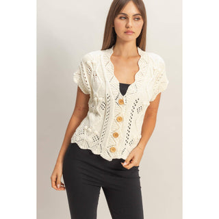 Golden Hour Crochet Knit Sweater HY-02