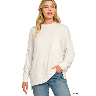 Brushed Melange Drop Shoulder Oversized Sweater ZN-81