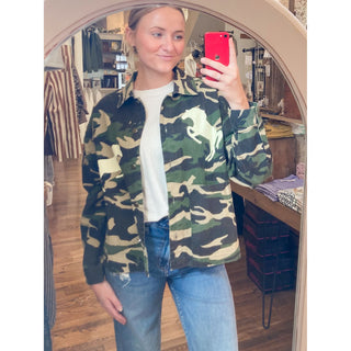 Wild Horse Washed Camo Denim Jacket | LL-05
