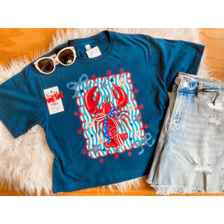 Patriot Lobster Graphic Crop Tee | KT-329