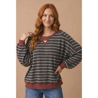 Stripe Oversized Fit Knit Sweatshirt | HA-02