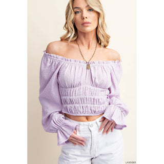 Romantic Ruffle Cuff Smocked Back Corset Top KR-05