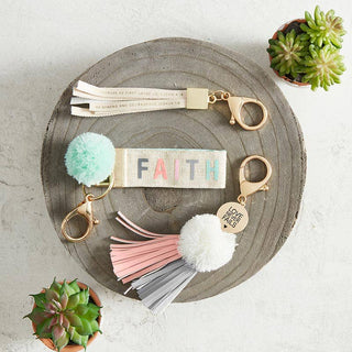 Faith Keychain with Mint Pom - Fuel Your Faith Collection