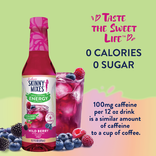 Sugar Free Wild Berry Energy Syrup | 375ml | Skinny Mixes