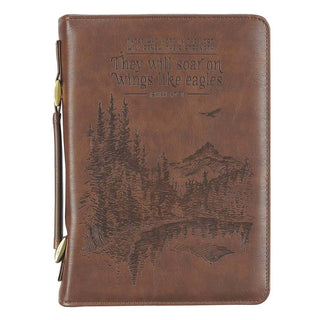 Bible Cover | Classic Brown | Isaiah 40:31 | They Will Soar on Wings Like Eagles
