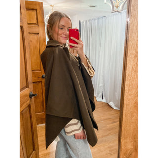 Olive Belted Tailored Cape - OR-02