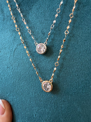Frilly Chain Gem Necklace & Earring Set