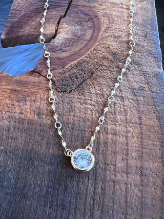 Frilly Chain Gem Necklace & Earring Set