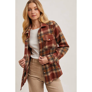 Plaid Button-Down Shacket | BI-34