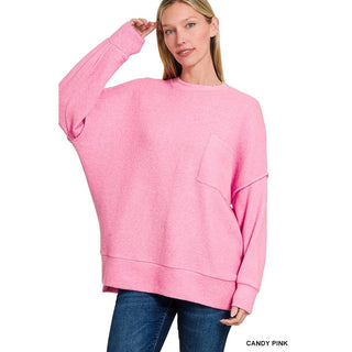 Brushed Melange Drop Shoulder Oversized Sweater ZN-81