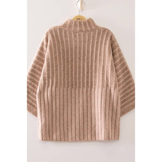 Ribbed Knit Mock Neck Sweater | VJ-01