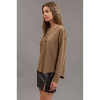 Everyday Ease Henley Knit Top | BP-44