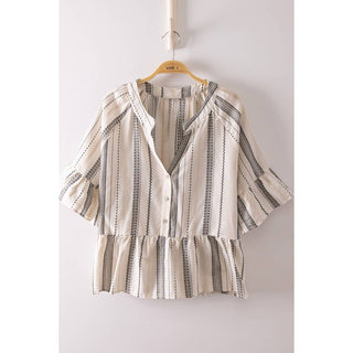 Sunlit Charm Striped Blouse VJ-12