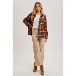 Plaid Button-Down Shacket | BI-34