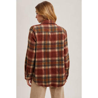 Plaid Button-Down Shacket | BI-34