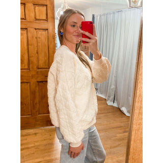 Vanilla Quilted Jersey Button Front Sweatshirt DR-30