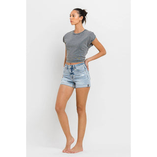 High Rise Single Cuff Denim Shorts FM-12