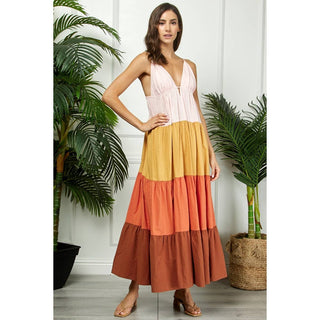 Multi Color Tiered Maxi Dress VT-04