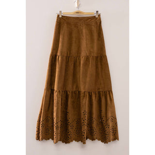 Autumn Suede Tiered Midi Skirt | VJ-28