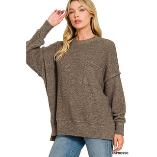 Brushed Melange Drop Shoulder Oversized Sweater ZN-81