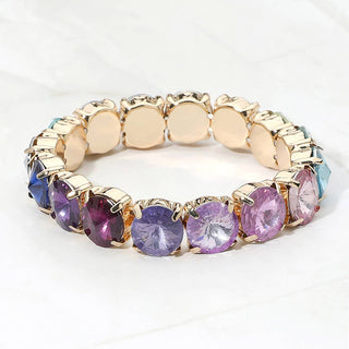 Faceted Round Stone Stretch Bracelet