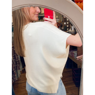 Cream Asymmetrical Loose Flow Top | EN-08