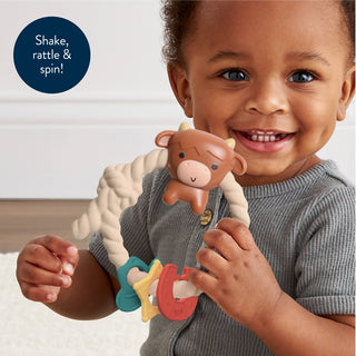Ritzy Rattle™ Silicone Teether with Rattle | Highland Cow | Itzy Ritzy