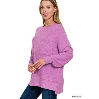 Brushed Melange Drop Shoulder Oversized Sweater ZN-81