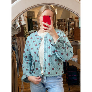 Sage & Mocha Dot Ruffle Jacket LL-09